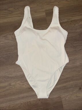 H&M White Textured One-Piece Swimsuit